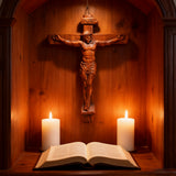 Sacred Art Crucifix: Devotionally Hand-Carved Solid Wood Cross, A Testament of Divine Love & Sacrifice