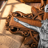 Silver painted version Ash wood Crucifix ,Jesus Christ, wooden Cross gift of love - BGCOPPER