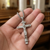 Solid Brass Jesus Crucifix Necklace – Christian Cross Pendant with 24" Chain