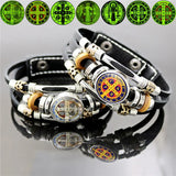 St. Benedict's Exorcism Medal Luminous Braided Adjustable Snap Clasp Multi-Layer Bracelet - BGCOPPER