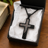 Industrial Brushed Cracked Copper Inlay Stainless Steel Cross Necklace