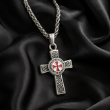 Knights Templar Celtic Knot Cross Necklace for Men, Red Enamel Templar Symbol Stainless Steel Pendant Product Parameters