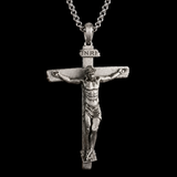 S925K Sandblasted Silver Jesus Crucifix Pendant