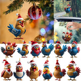 Creative Cute Animal Chicken Christmas Hanging Christmas Birds Car Hanging Home Christmas Tree Decorations - BGCOPPER