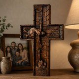 BGCOPPER Savior Jesus Cross - Carved from Natural Wood
