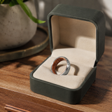 Hammered Titanium Steel Ring with Natural Wood Inner Liner, 6mm Vintage Domed Band, Rustic Wooden Inlay Wedding Promise Ring for Men & Women