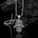 Pure Pewter Hand of Fatima Amulet Necklace - BGCOPPER