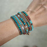 Multi-Layered Hand-Woven Natural Crystal Stone Leather Tree of Life Guardian Bracelet - BGCOPPER