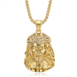Jesus Pendant in Titanium Steel, Gold Plated and Diamonds - BGCOPPER