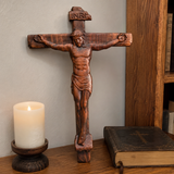 Sacred Art Solid Wood Crucifix - side view