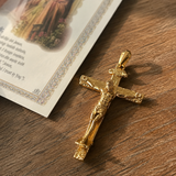 Solid Brass Jesus Crucifix Necklace – Christian Cross Pendant with 24" Chain