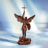 Archangel Michael Round Carved Boxwood Tabletop Arrangement - BGCOPPER