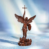 Archangel Michael Round Carved Boxwood Tabletop Arrangement - BGCOPPER