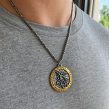 Two-Tone St. Michael Archangel Protection Medal Stainless Steel Necklace