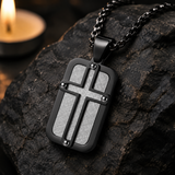 Men's Cross Dog Tag Necklace, Stainless Steel Faith Pendant