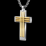 Modern Interwoven Stripe Cross Necklace – Bold Faith, Urban Style