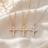 Cross and Diamond Crown Necklace