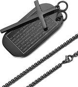 Stainless Steel Dog Tags Cross Necklaces for Men Prayer Cross Necklace Military Rolo Chain 3mm 24 Inch - BGCOPPER