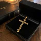 Solid Brass Jesus Crucifix Necklace – Christian Cross Pendant with 24" Chain