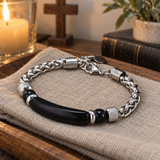 Faith Tiger Eye & Stainless Steel Men's Bracelet – Strength, Courage & Daily Reminder