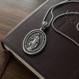 S925K Silver Miracle Medal English Version Inscription Necklace