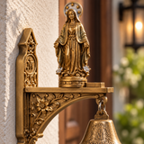 Our Lady of Grace Wall Bell – Antique Gold Marian Door Blessing Decor