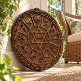 Hand-Carved Beechwood Israel Heritage Wall Plaque – Star of David & Tribal Symbols