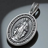 S925K Silver Miracle Medal English Version Inscription Necklace - BGCOPPER