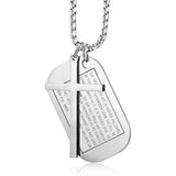Stainless Steel Dog Tags Cross Necklaces for Men Prayer Cross Necklace Military Rolo Chain 3mm 24 Inch - BGCOPPER