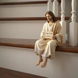 I Am with You Always Seated Jesus Figurine – Christian Faith Reminder Decor