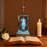 Divine Mercy LED Crystal Lamp: A Christian Symbol of Trust & Healing - size and finish detail