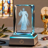 Divine Mercy LED Crystal Lamp: A Christian Symbol of Trust & Healing - product view