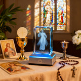 Divine Mercy LED Crystal Lamp: A Christian Symbol of Trust & Healing - side view