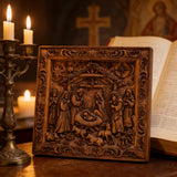 Handcarved Beechwood Nativity Scene Relief: Let Christmas’ Quiet Truth Settle in Your Home