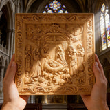 Handcarved Beechwood Nativity Scene Relief: Let Christmas’ Quiet Truth Settle in Your Home