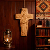Beechwood Good Shepherd Cross Hand-Carved Shepherd Icon | Finding Rest in His Loving Arms