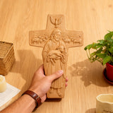 Beechwood Good Shepherd Cross Hand-Carved Shepherd Icon | Finding Rest in His Loving Arms