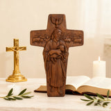 Beechwood Good Shepherd Cross Hand-Carved Shepherd Icon | Finding Rest in His Loving Arms