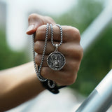 S925k Silver St. Michael Shield Angel Amulet Badge Necklace - BGCOPPER