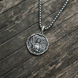 S925k Silver St. Michael Shield Angel Amulet Badge Necklace - BGCOPPER