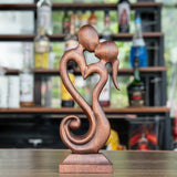 Couple Wooden Carved Love Tabletop Ornament - BGCOPPER