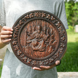 Universal God Round Wooden Carving Wall Decoration - BGCOPPER