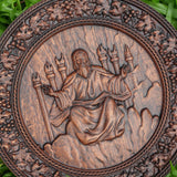 Universal God Round Wooden Carving Wall Decoration - BGCOPPER
