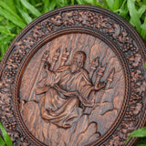 Universal God Round Wooden Carving Wall Decoration - BGCOPPER