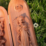 Hand-carved Portable Church - Mini Christian Ascension scene Triptych Altar - BGCOPPER