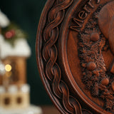 Best Christmas Gift - Santa Claus Round Wooden Wall Decoration - BGCOPPER