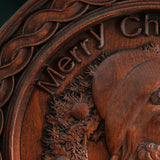 Best Christmas Gift - Santa Claus Round Wooden Wall Decoration - BGCOPPER