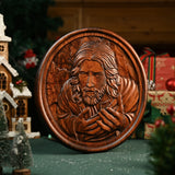 Jesus Christ Round Wooden Carving - BGCOPPER