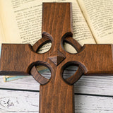 Irish Celtic Cross Wooden Hand Carved Cross for Wall Decor, Religious Gift Cross - BGCOPPER