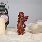Hand-Carved Praying Angel Figurine – 6 Inch Solid Wood Statue for Christian Home Blessings - BGCOPPER